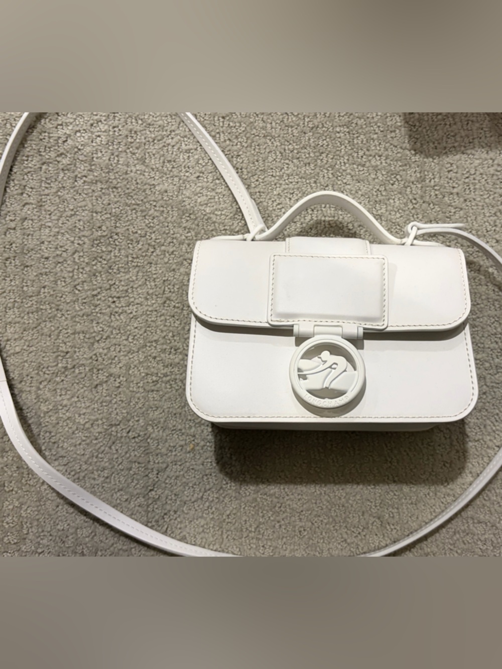 New! Longchamp box trot xs White Leather Crossbody Bag